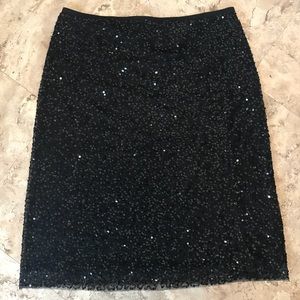 Talbots Black Knee Length Sequin Skirt
